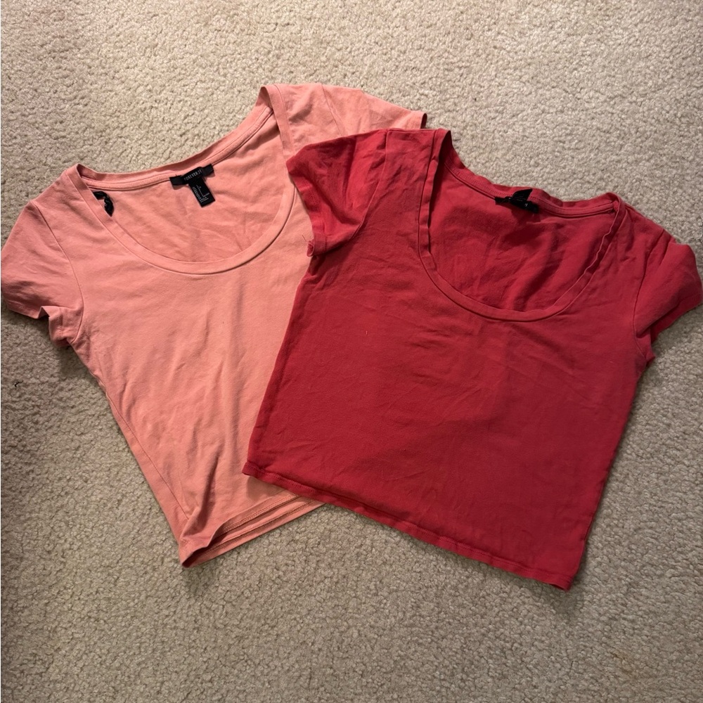 Forever 21 Pink Fitted Crop T-Shirts 2pk